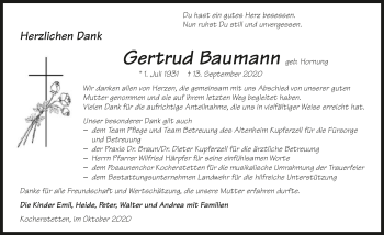 Traueranzeige von Gertrud Baumann von GESAMT