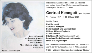 Traueranzeige von Gertrud Kenngott von GESAMT