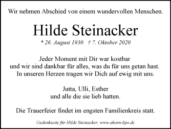 Traueranzeige von Hilde Steinacker von GESAMT