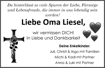 Traueranzeige von Liesel Hasenfuß von GESAMT
