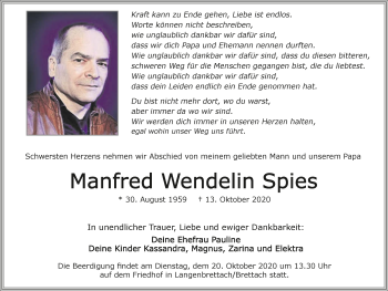Traueranzeige von Manfred Wendelin Spies von GESAMT