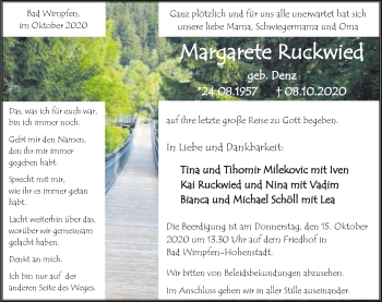 Traueranzeige von Margarete Ruckwied von GESAMT