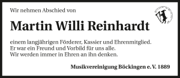 Traueranzeige von Martin Reinhardt von GESAMT