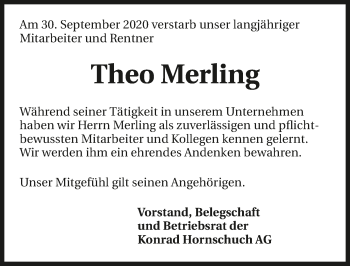 Traueranzeige von Theo Merling von GESAMT
