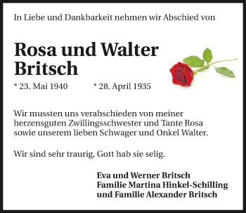 Traueranzeige von Walter Britsch von GESAMT