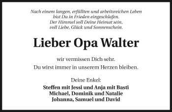 Traueranzeige von Walter Weidner von GESAMT