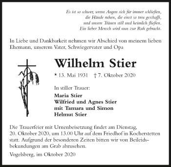 Traueranzeige von Wilhelm Stier von GESAMT