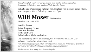Traueranzeige von Willi Moser von GESAMT