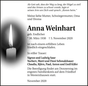 Traueranzeige von Anna Weinhart von GESAMT