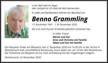 Traueranzeige von Benno Grammling von GESAMT