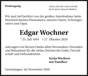 Traueranzeige von Edgar Wochner von GESAMT