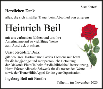 Traueranzeige von Heinrich Beil von GESAMT