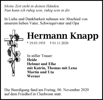 Traueranzeige von Hermann Knapp von GESAMT