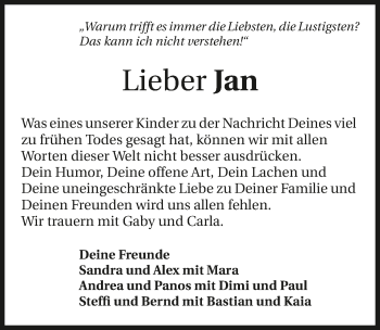 Traueranzeige von Jan Ritter von GESAMT