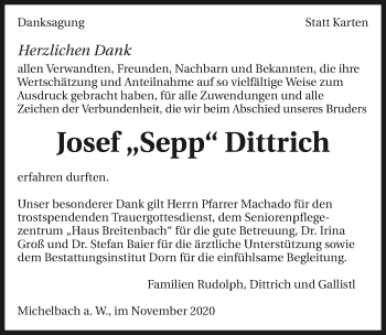 Traueranzeige von Josef Dittrich von GESAMT