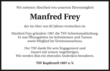 Traueranzeige von Manfred Frey von GESAMT