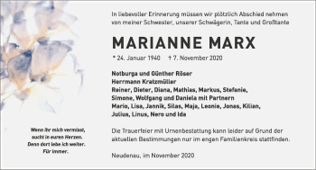 Traueranzeige von Marianne Marx von GESAMT