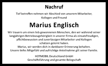 Traueranzeige von Marius Englisch von GESAMT