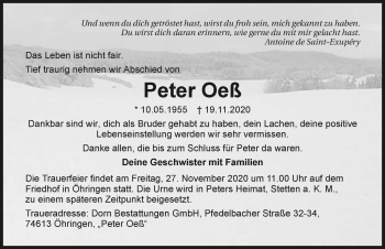 Traueranzeige von Peter Oeß von GESAMT