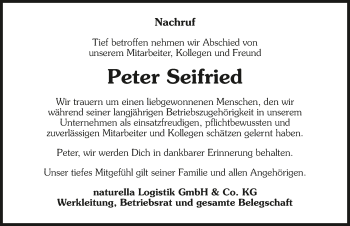 Traueranzeige von Peter Seifried von GESAMT
