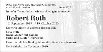 Traueranzeige von Robert Roth von GESAMT