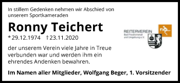 Traueranzeige von Ronny Teichert von GESAMT