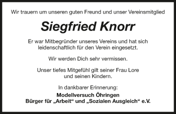 Traueranzeige von Siegfried Knorr von GESAMT