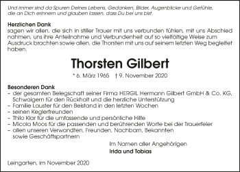 Traueranzeige von Thorsten Gilbert von GESAMT