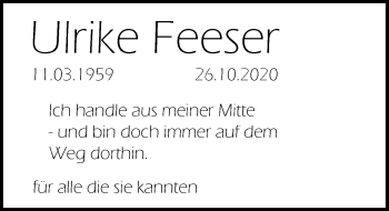 Traueranzeige von Ulrike Feeser von GESAMT