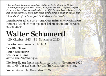 Traueranzeige von Walter Schumertl von GESAMT
