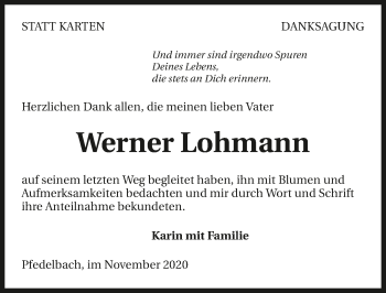 Traueranzeige von Werner Lohmann von GESAMT