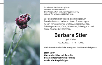 Traueranzeige von Barbara Stier von GESAMT