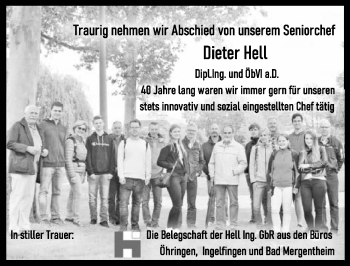 Traueranzeige von Dieter Hell von GESAMT