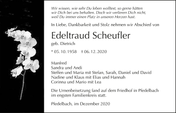 Traueranzeige von Edeltraud Scheufler von GESAMT