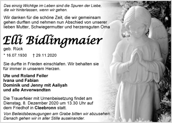 Traueranzeige von Elli Bidlingmaier von GESAMT