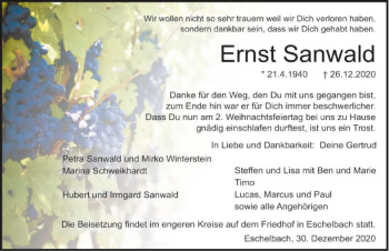 Traueranzeige von Ernst Sanwald von GESAMT