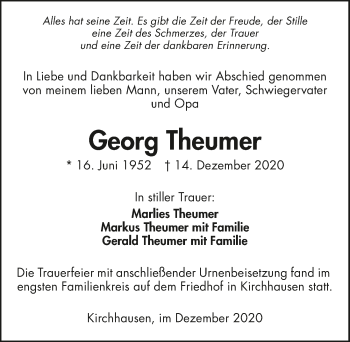 Traueranzeige von Georg Theumer von GESAMT