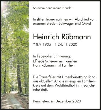 Traueranzeige von Heinrich Rübmann von GESAMT