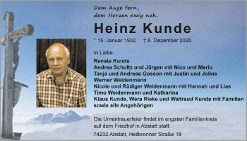 Traueranzeige von Heinz Kunde von GESAMT
