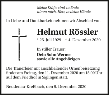 Traueranzeige von Helmut Rössler von GESAMT