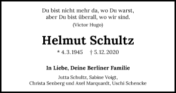 Traueranzeige von Helmut Schultz von GESAMT