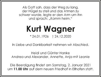 Traueranzeige von Kurt Wagner von GESAMT