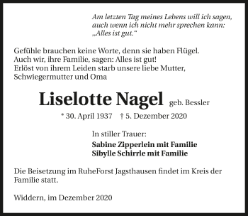 Traueranzeige von Liselotte Nagel von GESAMT