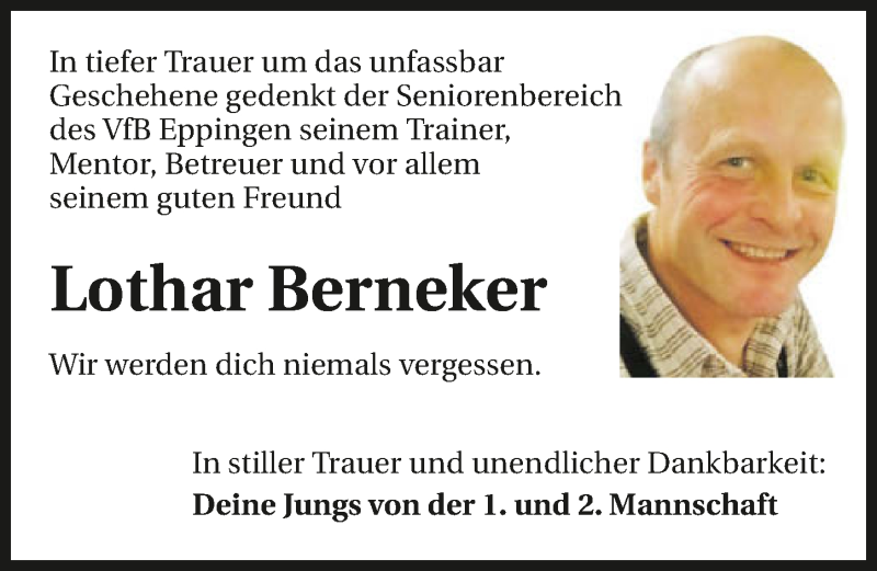  Traueranzeige für Lothar Berneker vom 17.12.2020 aus GESAMT