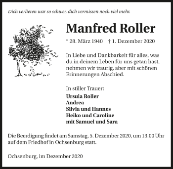 Traueranzeige von Manfred Roller von GESAMT