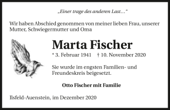 Traueranzeige von Marta Fischer von GESAMT
