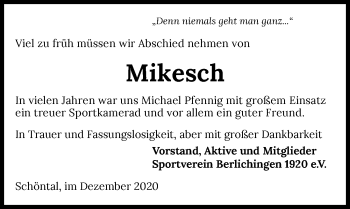 Traueranzeige von Michael Pfenning von GESAMT