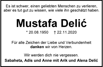 Traueranzeige von Mustafa Delic von GESAMT