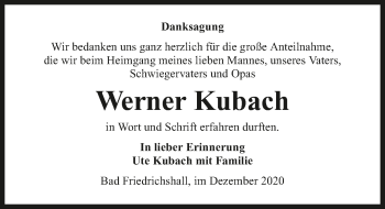 Traueranzeige von Werner Kubach von GESAMT