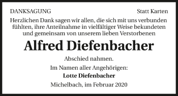 Traueranzeige von Alfred Diefenbach 